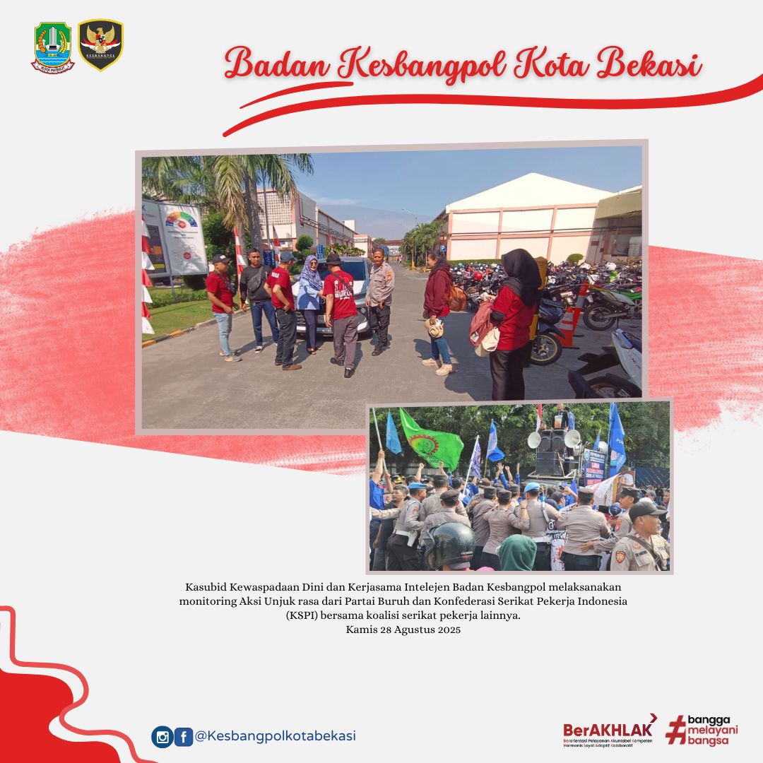 monitoring aksi unjuk rasa dari partai buruh dan konfederasi serikat pekerja indonesia (kspi) bersam