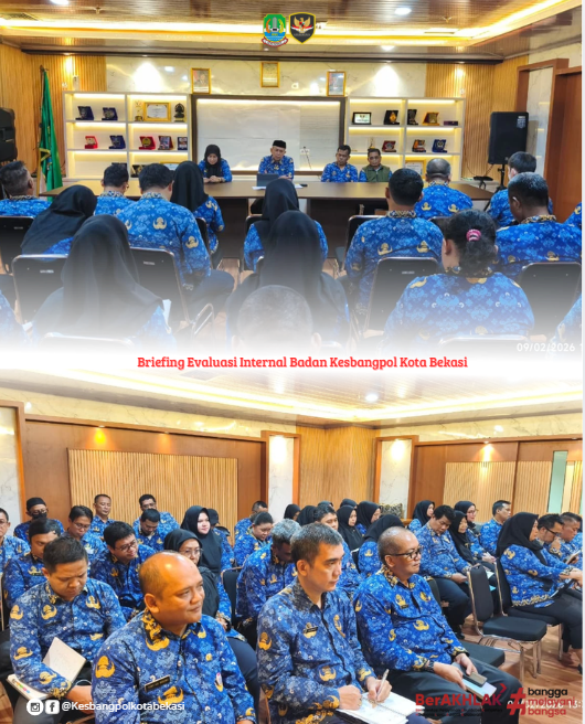 briefing evaluasi internal yang dipimpin langsung oleh kepala badan kesbangpol