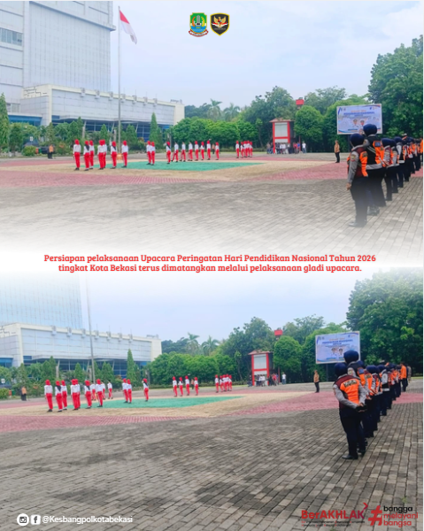 persiapan pelaksanaan upacara peringatan hari pendidikan nasional tahun 2026 tingkat kota bekasi